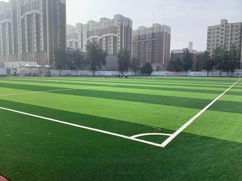 天津西青区某学校操场人造草坪足球场施工